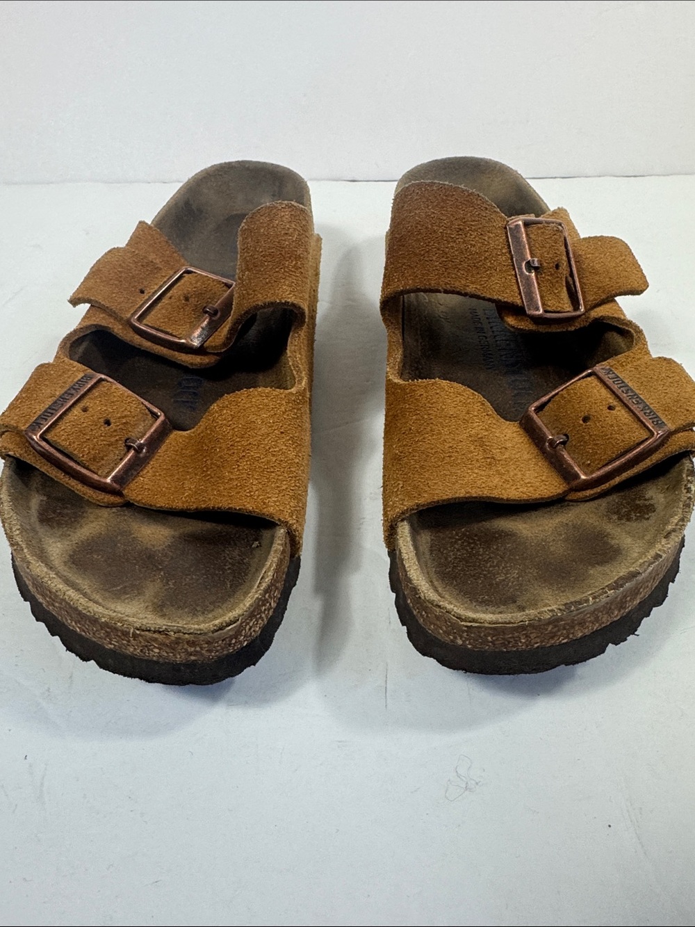 Birkenstock Brown Suede Double-Buckle Sandals Arizona Sz 38 - Picture 3 of 12